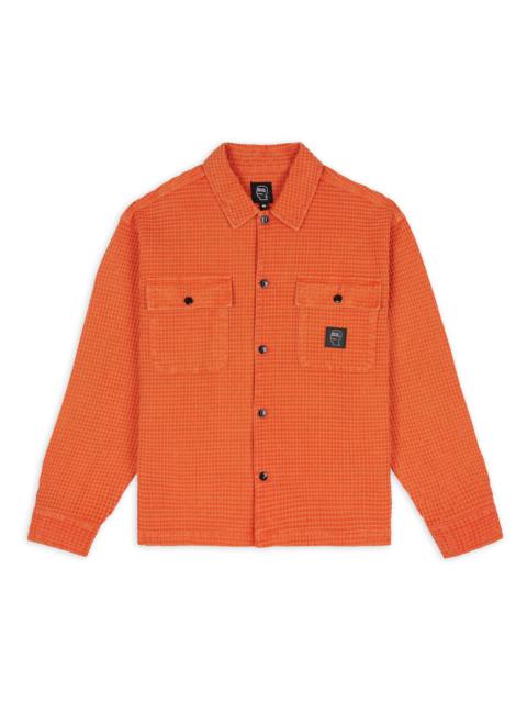 BRAIN DEAD Waffle Button Front Shirt - Terracotta