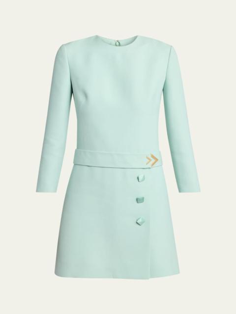 Valentino Crepe Couture Belted VLogo Mini Dress