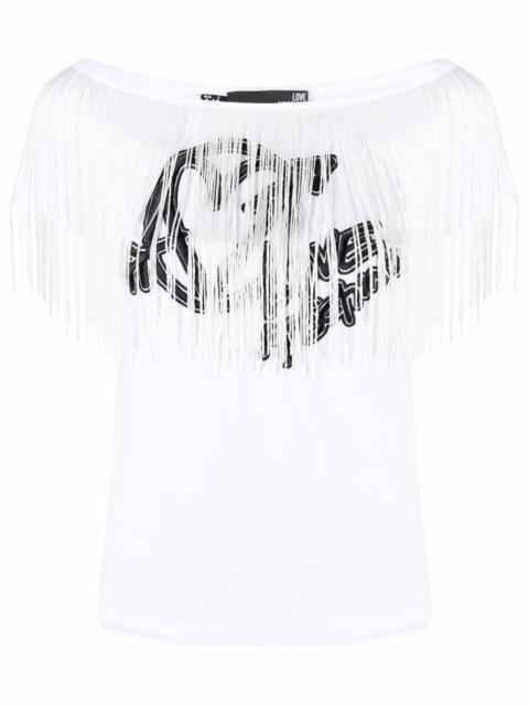 Moschino embroidered-logo fringed T-shirt