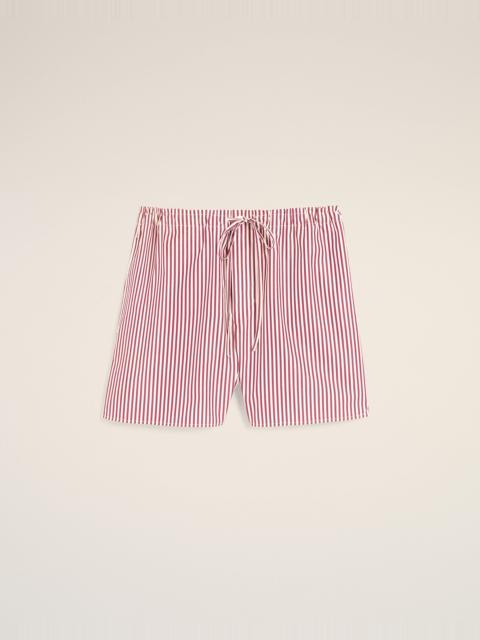 AMI Paris RED STRIPED COTTON SHORTS WITH AMI DE COEUR ARROW