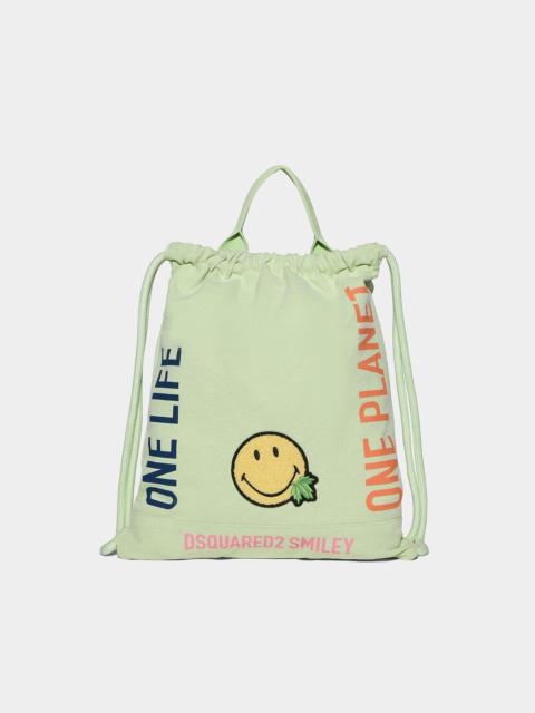 DSQUARED2 SMILEY ORGANIC COTTON DRAWSTRING BACKPACK