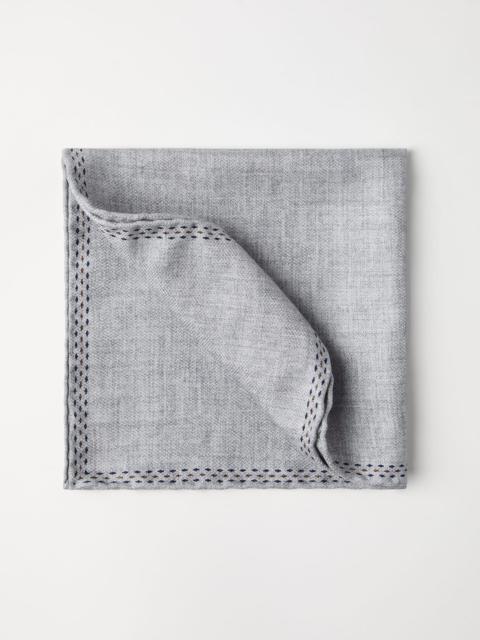 Brunello Cucinelli Silk pocket square with printed logo