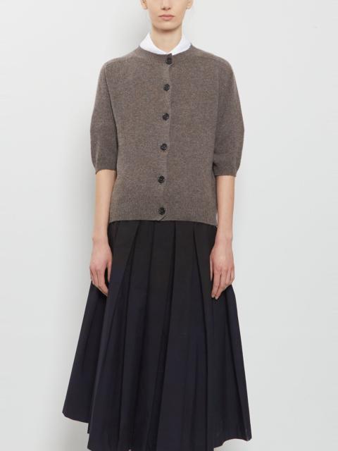 MARGARET HOWELL Short Sleeve Cashmere Cotton Cardigan — Elk