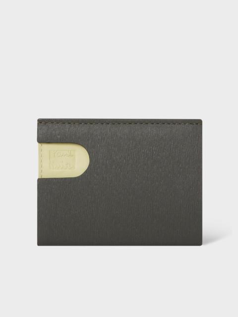 Paul Smith Green and Yellow Pop-Up Textured Leather Card Holder