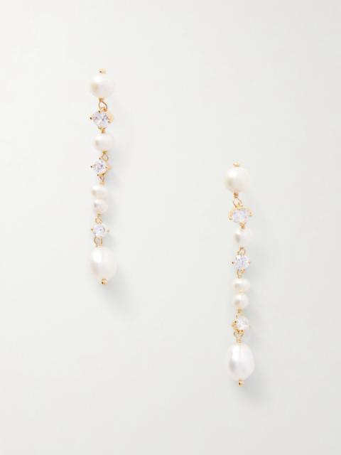 Completedworks Gold-plated, Faux-pearl And Cubic Zirconia Earrings