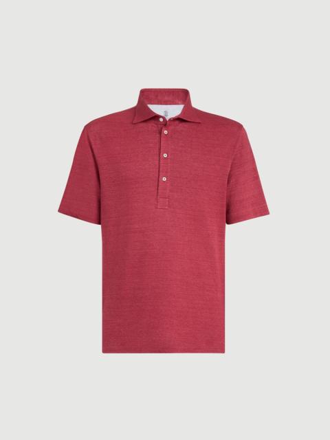 Brunello Cucinelli Linen and cotton mélange jersey polo with shirt-style collar