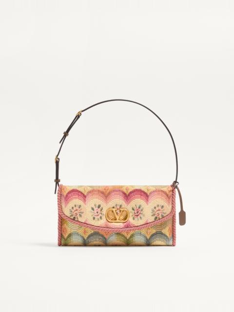 VALENTINO GARAVANI DEVAIN SMALL SHOULDER BAG IN JACQUARD APRES L'HIVER FABRIC