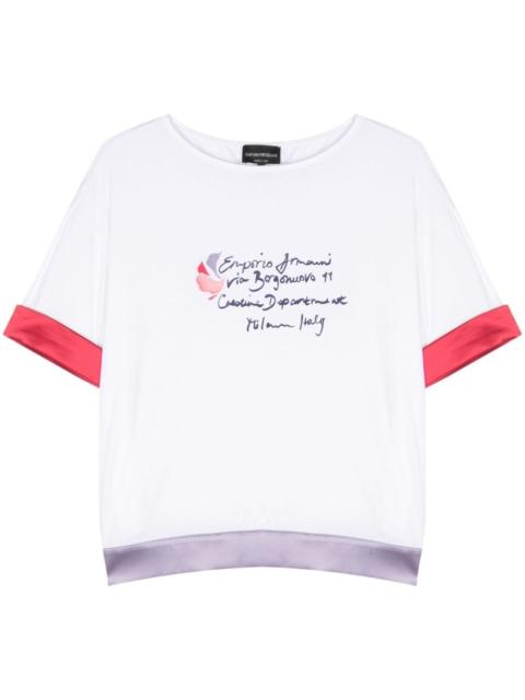EMPORIO ARMANI contrasting-trim logo-print T-shirt