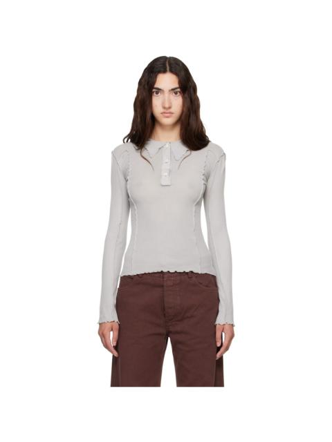 BASERANGE Gray Omato Long Sleeve Polo