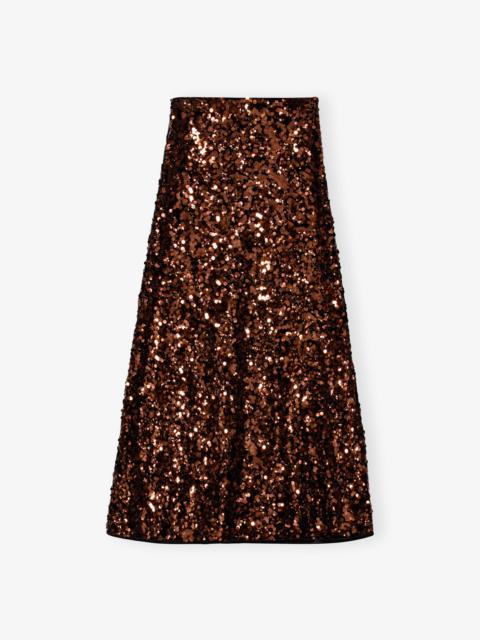 BROWN SEQUINS MAXI SKIRT