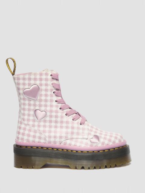 JADON HEART Gingham Leather Platform Boots