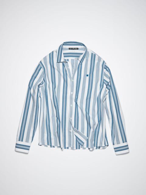 Stripe button-up shirt - White/Steel blue