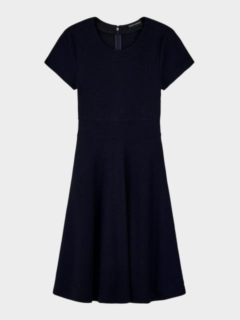 EMPORIO ARMANI Textured Knit A-Line Midi Dress