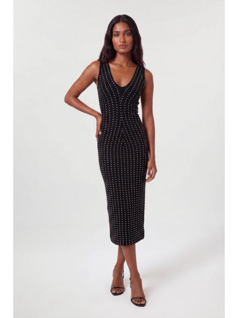 KAREN MILLEN All Over Studded Detail Knitted Midi Dress