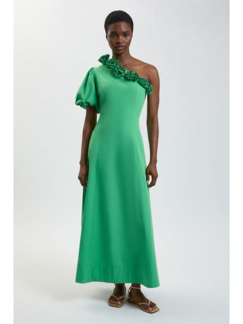 KAREN MILLEN Corsage Detail Cotton Poplin Midi Dress