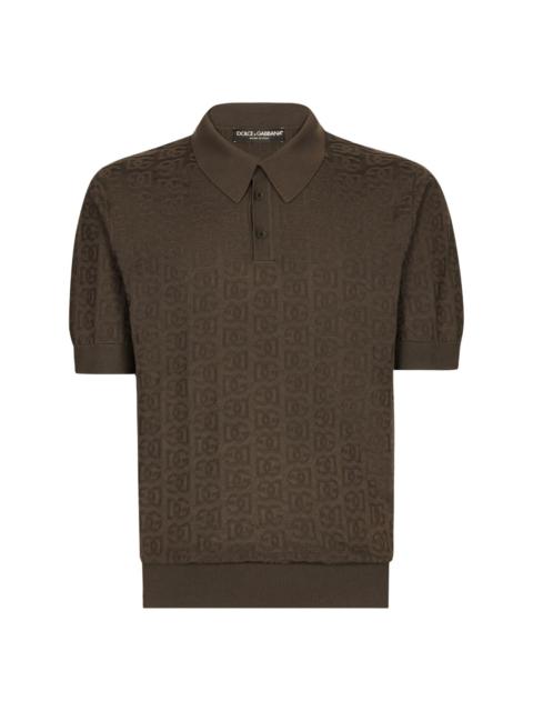 monogram-jacquard silk polo shirt