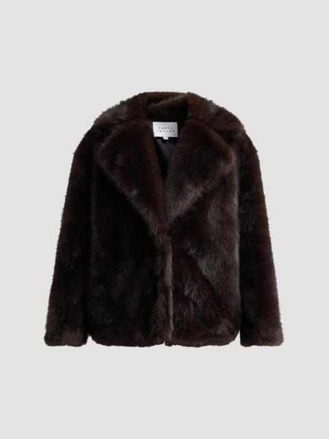 TANYA TAYLOR Women's Terri Faux-Fur Coat - Dark Fig