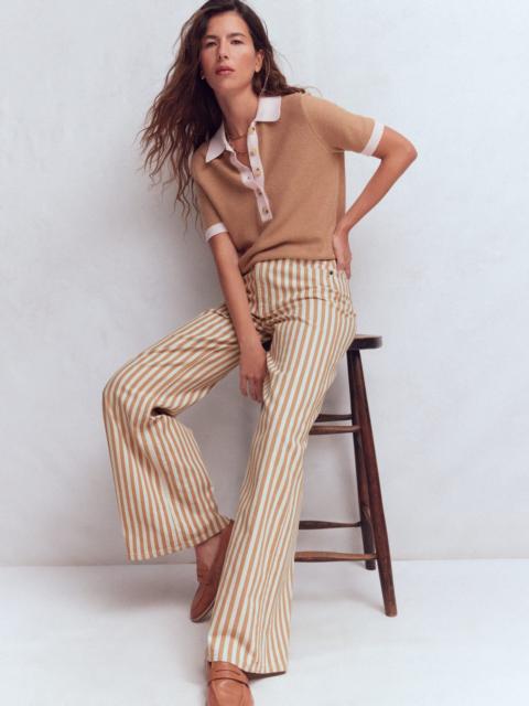 BODEN High Rise Wide Leg Jeans-Ecru Tan Stripe