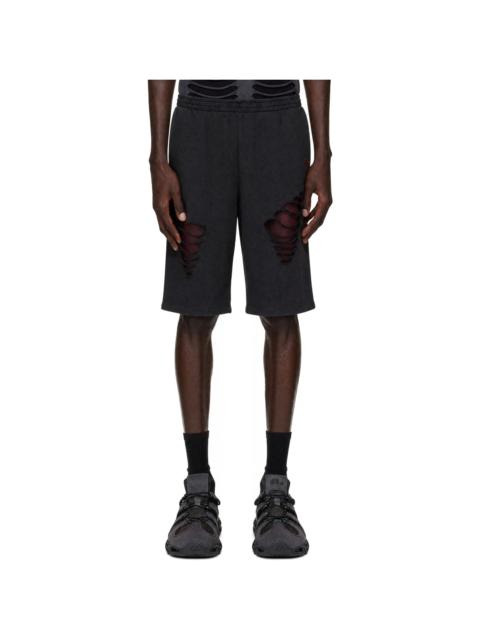 AVAVAV Black & Red 'Avavav' Logo Cut-Out Shorts