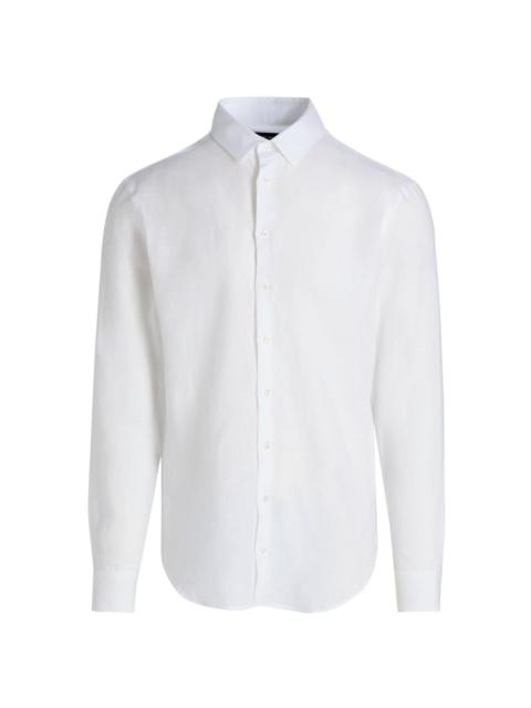 GIORGIO ARMANI Men's Solid Linen Shirt - Solid White