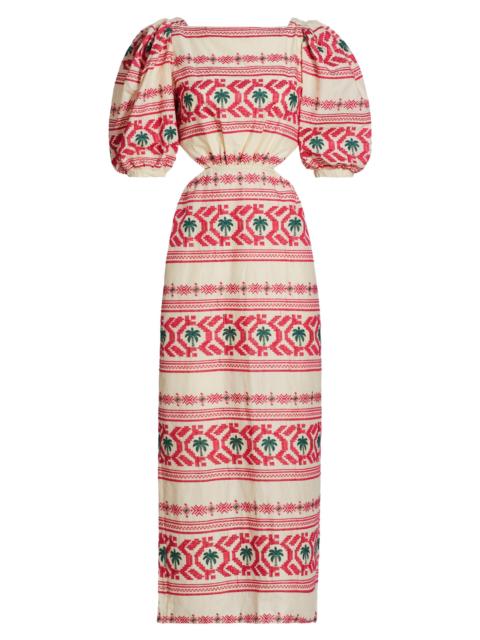 Johanna Ortiz Women's Magia Presente Embroidered Midi-Dress - Tropic Pink Ecru