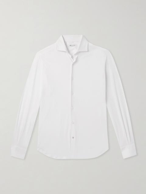 Loro Piana Andrew Cutaway-Collar Cotton-Jersey Shirt