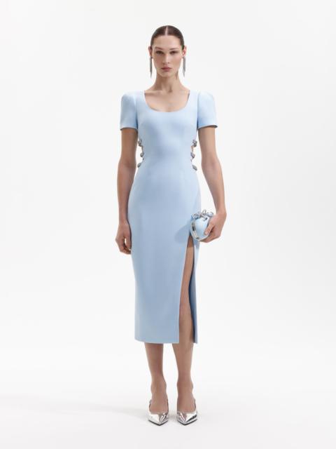 self-portrait Blue Crepe Split Midi Dress