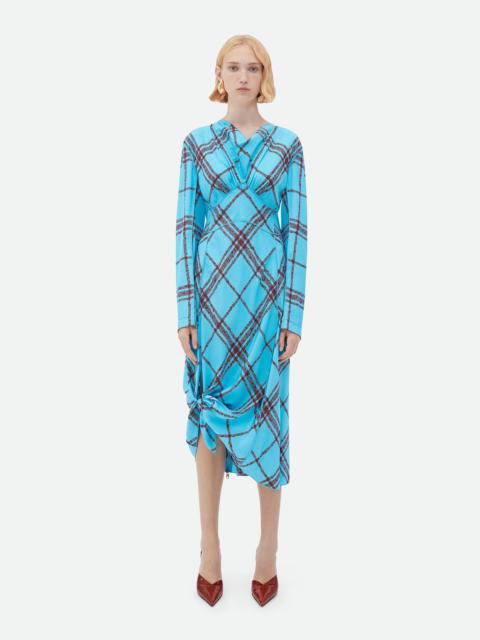 Bottega Veneta Check Print Viscose And Silk Dress