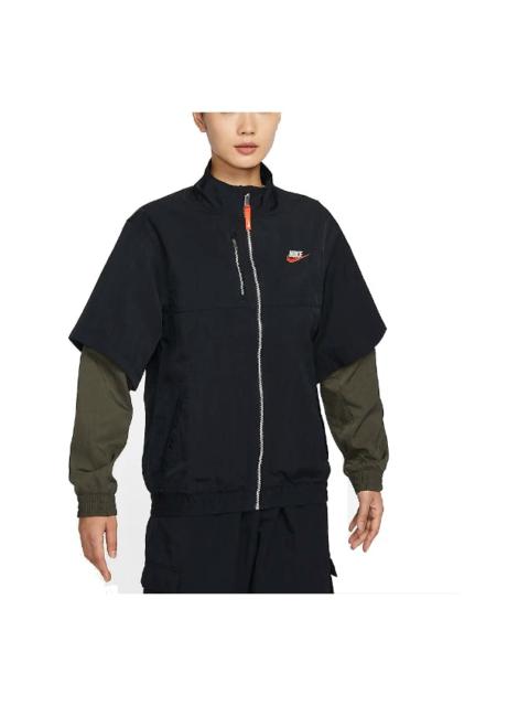 (WMNS) Nike Sportswear City Utility Oversize Jacket 'Black Orange' FB7249-010