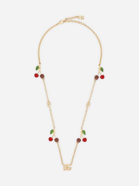 Dolce & Gabbana Necklace with DG logo and cherry charms