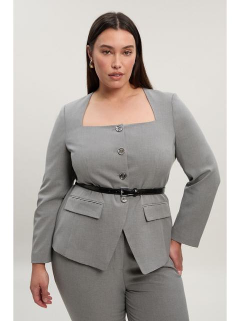 KAREN MILLEN Plus Size Tailored Marl Belted Square Neck Blazer