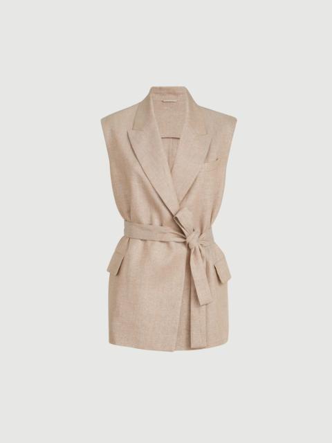 Brunello Cucinelli Sparkling linen twill belted vest with monili