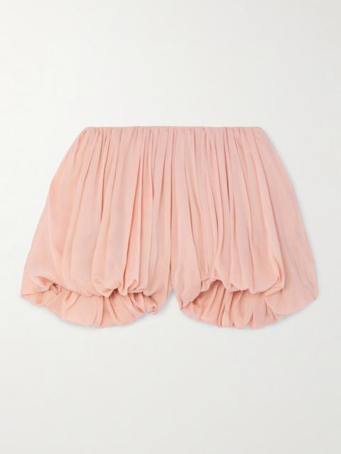 Chloé Pleated Silk Crepe De Chine Shorts