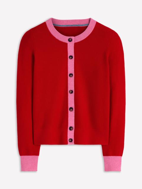 BODEN Grace Colour Block Cardigan-Bright Cherry