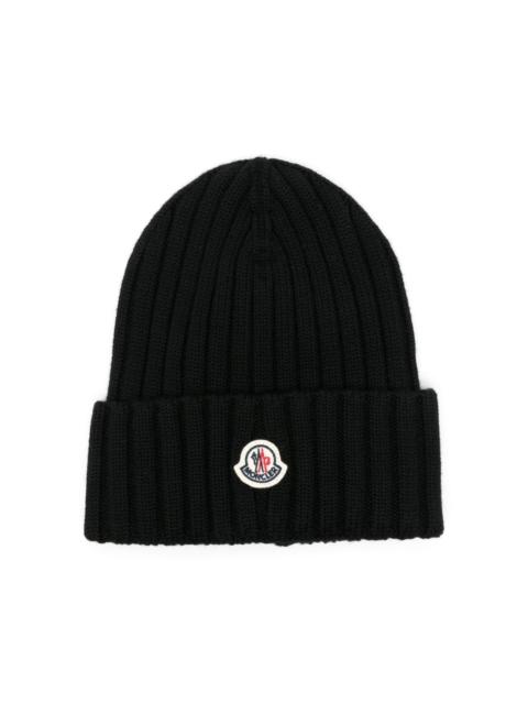 Moncler logo-patch beanie