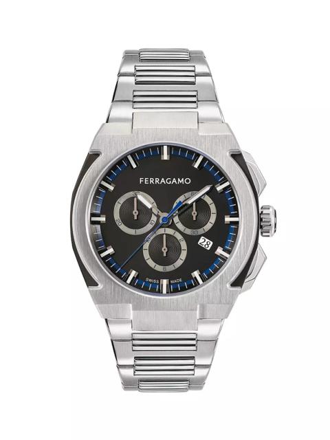 FERRAGAMO FERRAGAMO Edge Chrono Stainless Steel Bracelet Watch/43MM