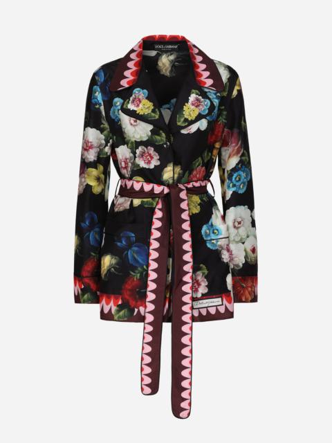 Dolce & Gabbana Twill pajama shirt with nocturnal flower print
