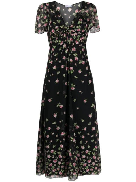 Valentino floral-print chiffon midi dress