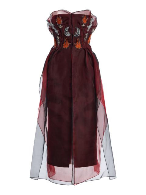 MATICEVSKI Dragonfly Beaded Silk-Organza Midi Dress multi