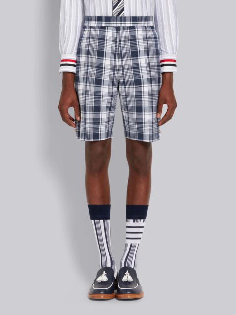 Thom Browne Navy Hairline Madras Check Classic Backstrap Short