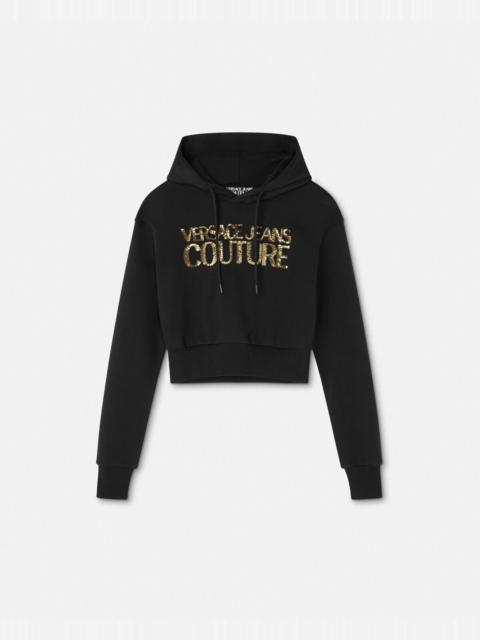 VERSACE JEANS COUTURE Crystal Logo Crop Hoodie