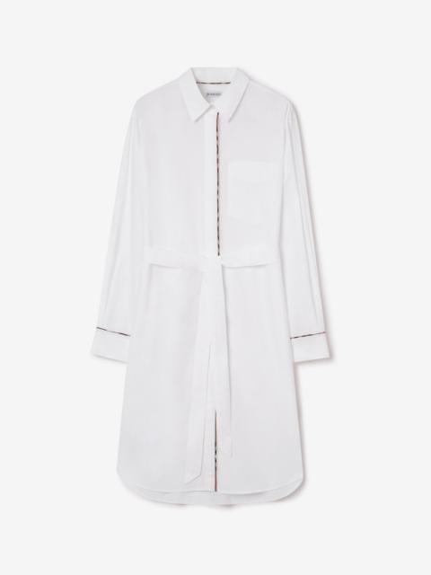 Burberry Check Trim Cotton Shirt Dress