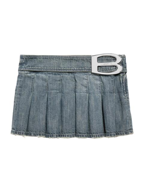 BALENCIAGA Women's Buckle Pleated Skirt - Blue