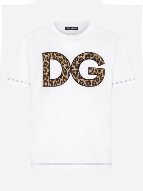 Dolce & Gabbana Cotton T-shirt with leopard-print DG patch