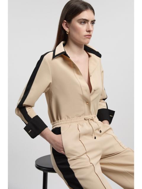 KAREN MILLEN Twill Contrast Hardware Collared Woven Shirt