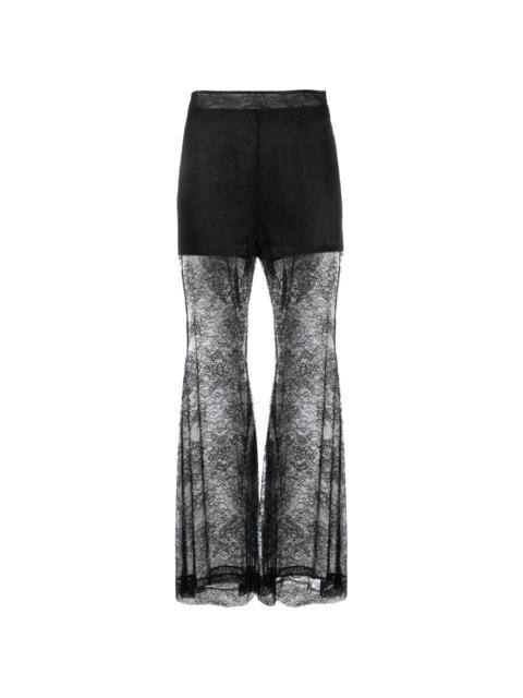 lace sheer wide-leg trousers