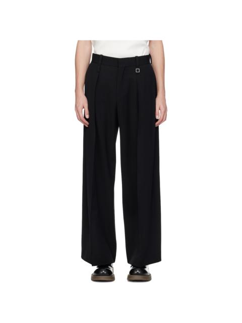 Wooyoungmi Black Two Tuck Wide Trousers