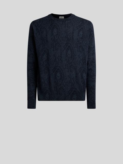 COTTON-BLEND SWEATER WITH FLORAL ARNICA MOTIF