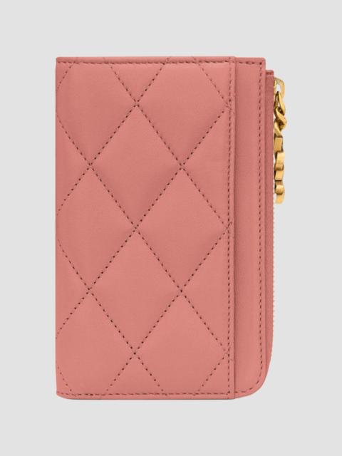 SAINT LAURENT Women's Cassandre Bijou Zip Card Case - Tulip Pink