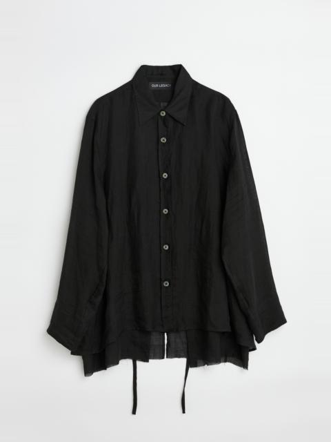 Backless Liner Shirt Black Gauze Ramie